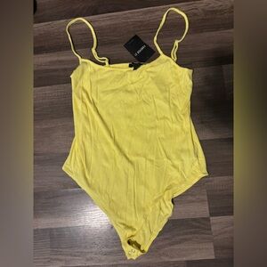 Forever 21 Yellow Asymmetrical Sleeveless Tank Bodysuit